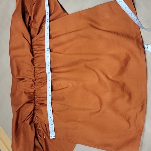 Express Size XS Burnt Orange/Rusty Brown Off Shoulder Ruffle Blouse, NEW w/Tag - Picture 9 of 12